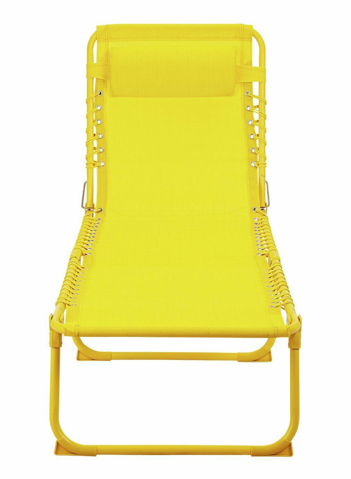 Home Folding Metal Sun Lounger - Yellow
