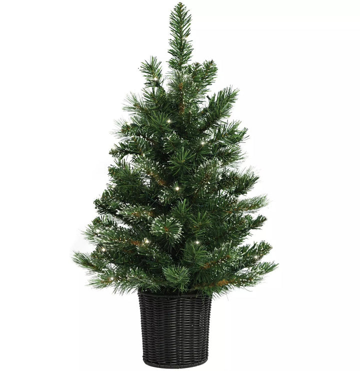 Habitat 2.5ft Pre lit Snowy Christmas Tree With Basket