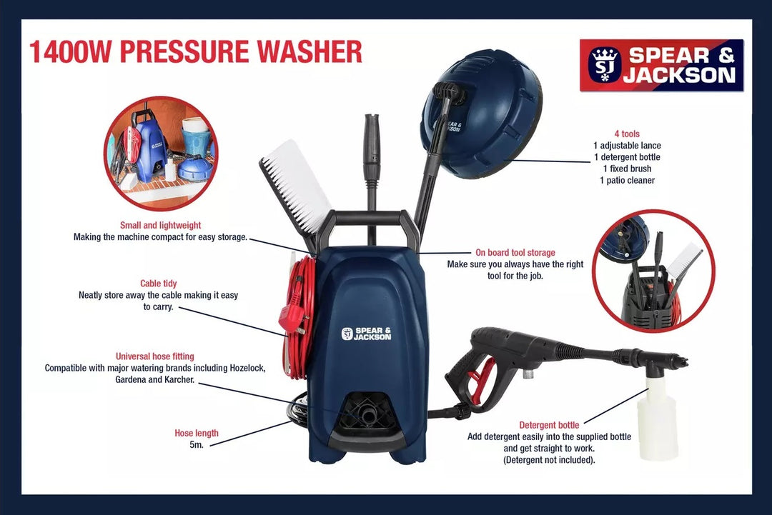 Spear & Jackson S1470PW Pressure Washer - 1400W