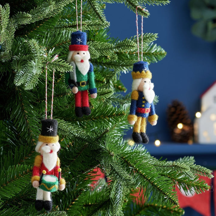 Home Pack of 3 Nutcracker Christmas Tree Hanging Decorations