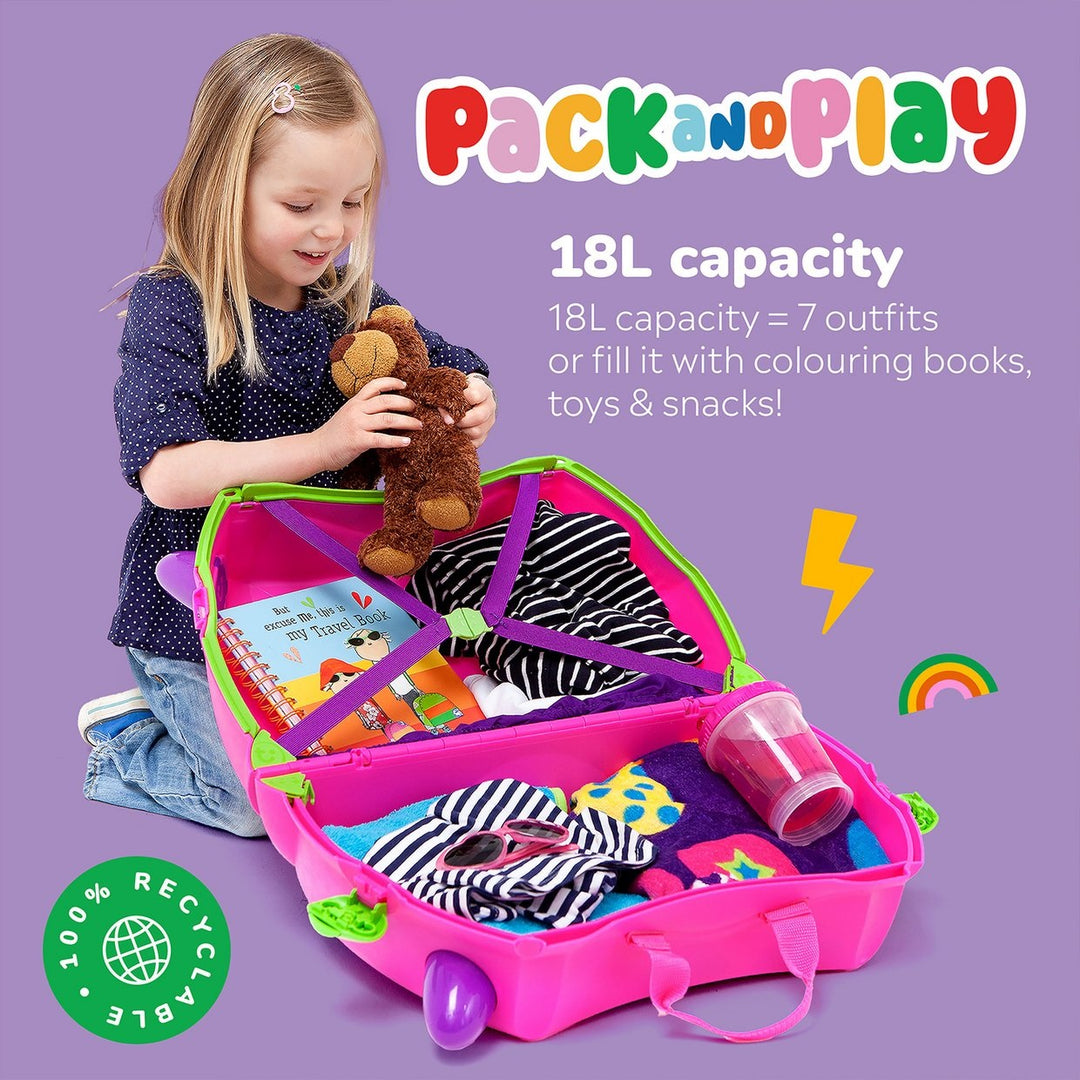 Trunki Trixie 4 Wheel Hard Ride On Suitcase - Pink