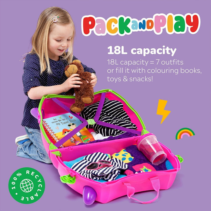 Trunki Trixie 4 Wheel Hard Ride On Suitcase - Pink