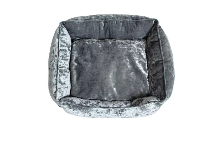 Grey Crushed Velvet Box Bed - Small