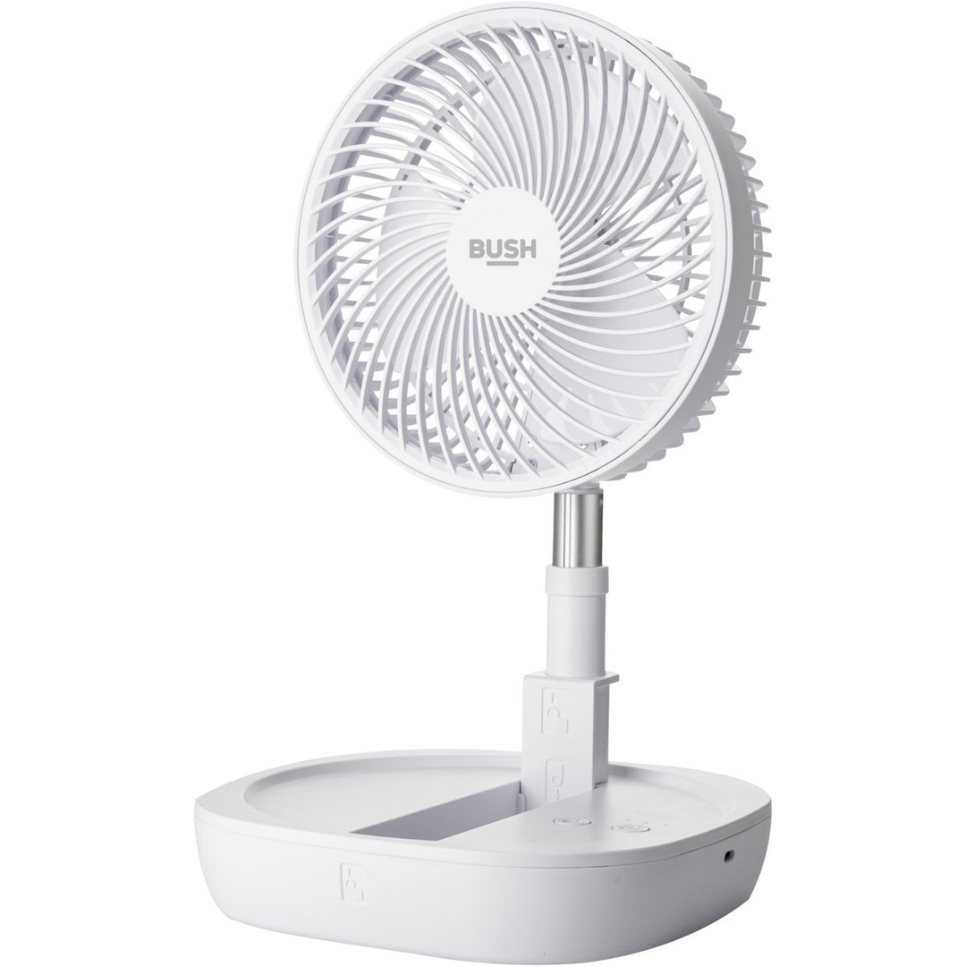 Bush Rechargeable and Foldable 8 Inch White Pedestal Fan - Cordless USB