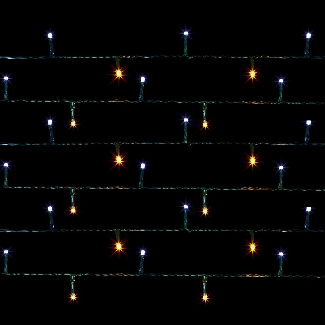 Premier 1000 LED Battery Operated Multi-Action Christmas Tree Lights Timer White & Warm White