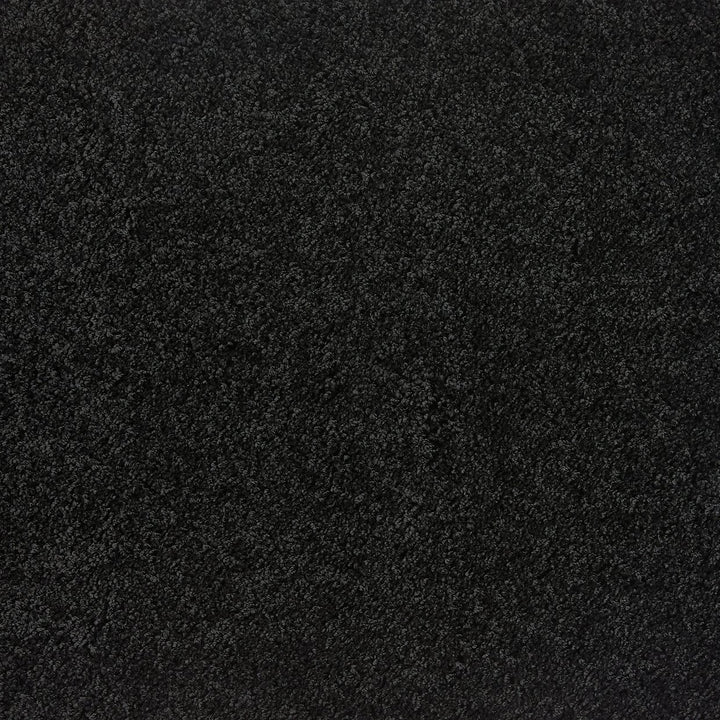 Buddy Washable Mat Plain Round Black Cut Pile Rug - 100cm