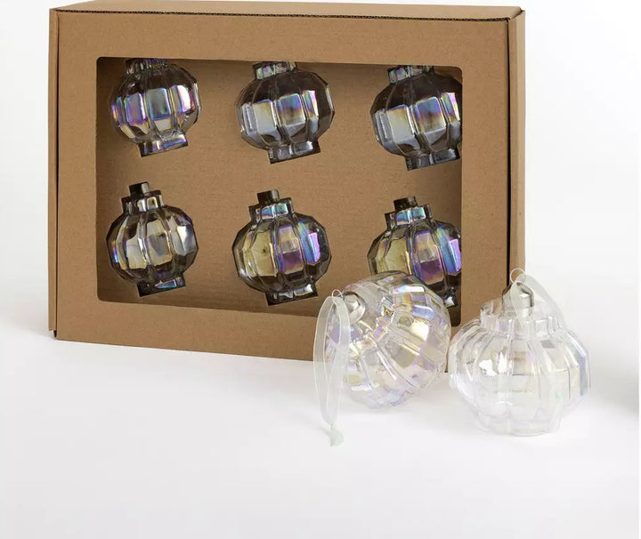 Habitat Pack of 6 Iridescent Shaped Glass Christmas Tree Baubles Decoration