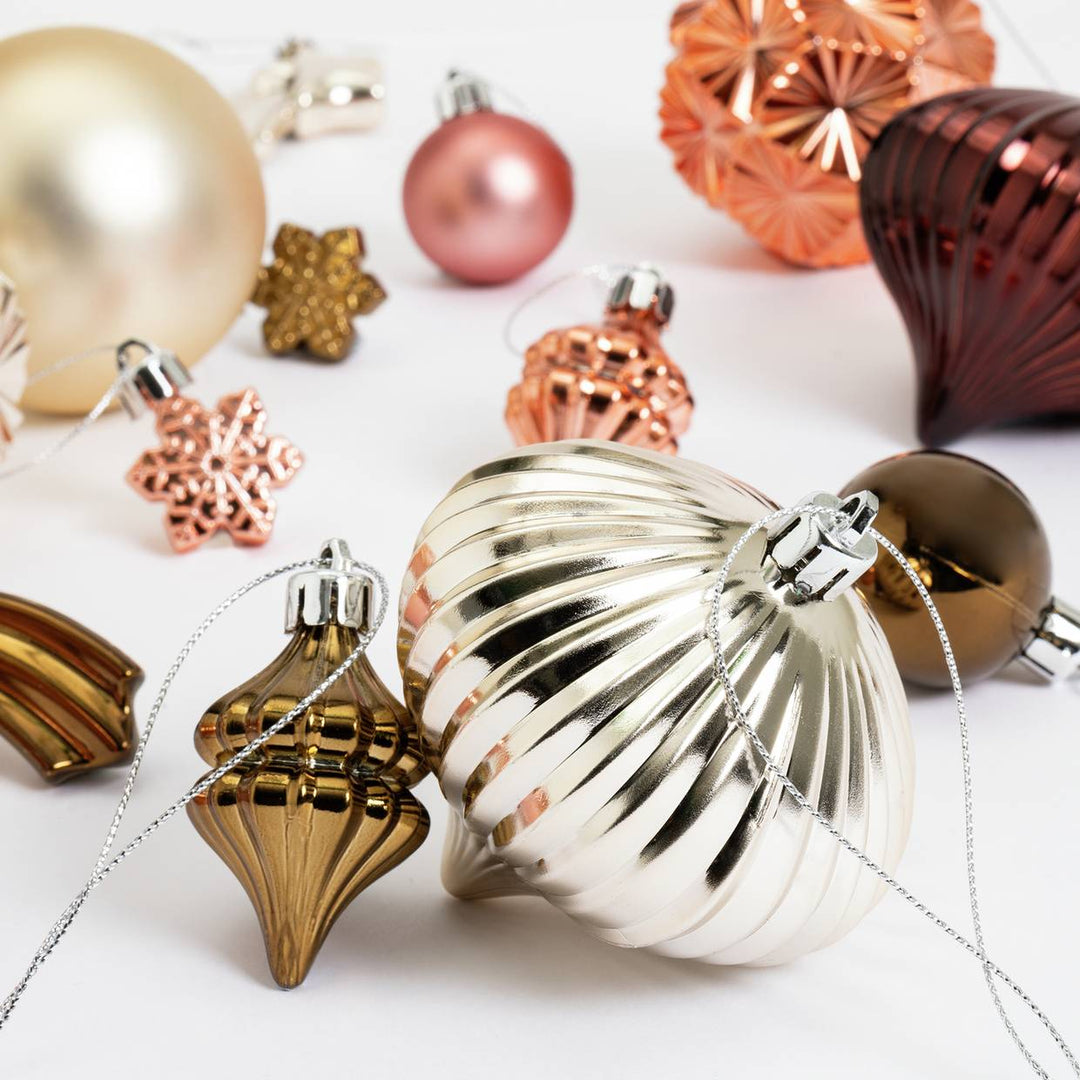 Home Pack of 49 Christmas Tree Baubles Decoration - Pink