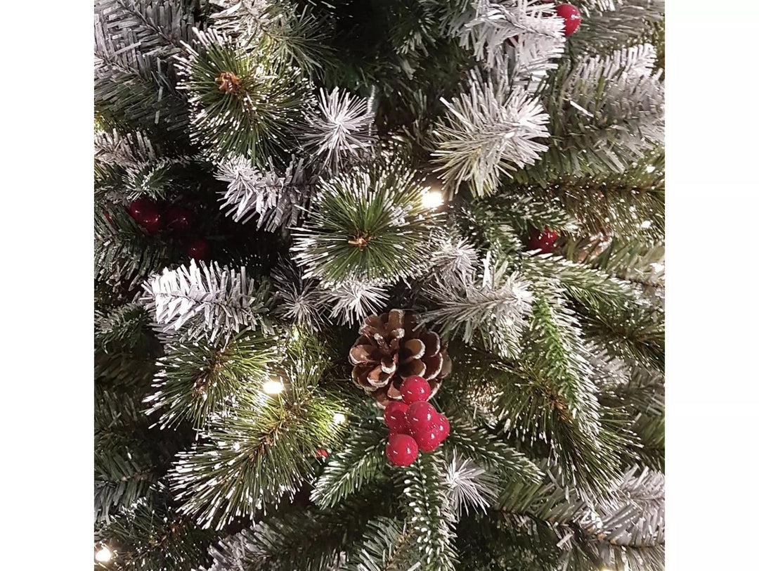 Premier Decorations 5ft Pre-lit Needle Pine Christmas Tree - Green - Metal Stand