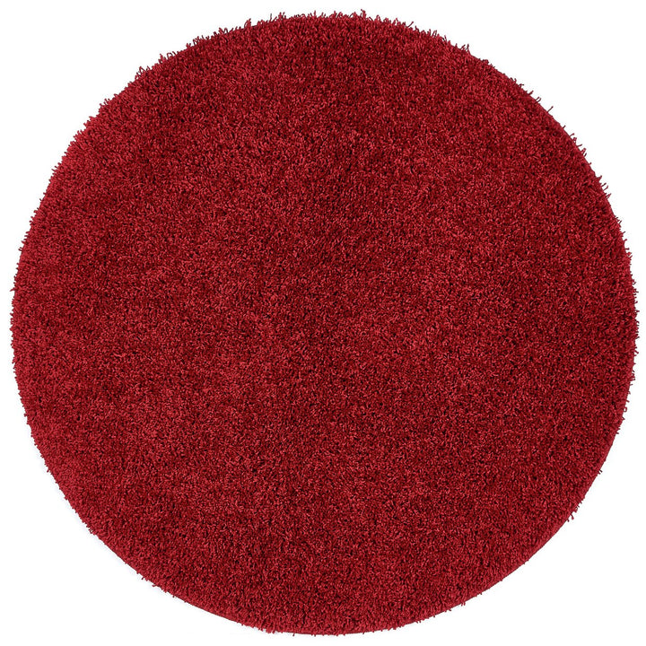 Buddy Washable Mat Plain Round Red Cut Pile Rug - 100cm