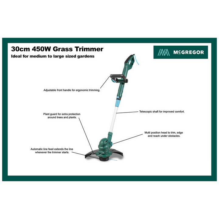 McGregor MCEGT4530 30cm Corded Grass Trimmer - 450W