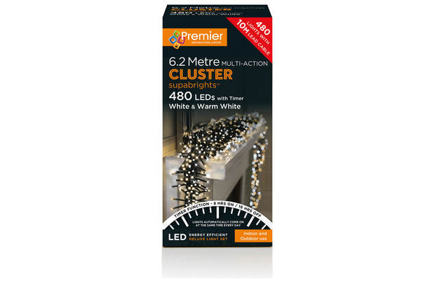 Premier Decorations 480 LED Multi Cluster Lights- Warm White