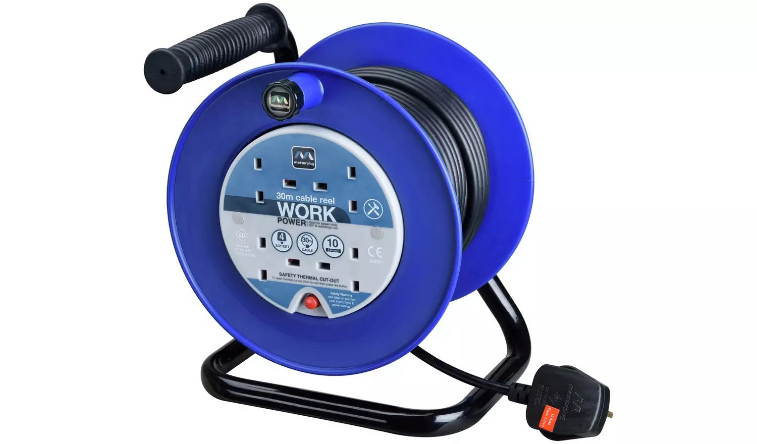 Masterplug 4 Socket Extension Lead Cable Reel - 30m