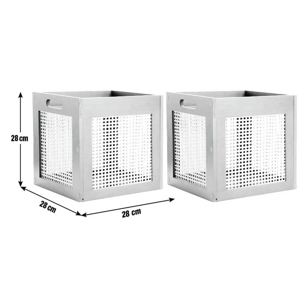 Habitat Set of 2 Rattan Squares Boxes - Black