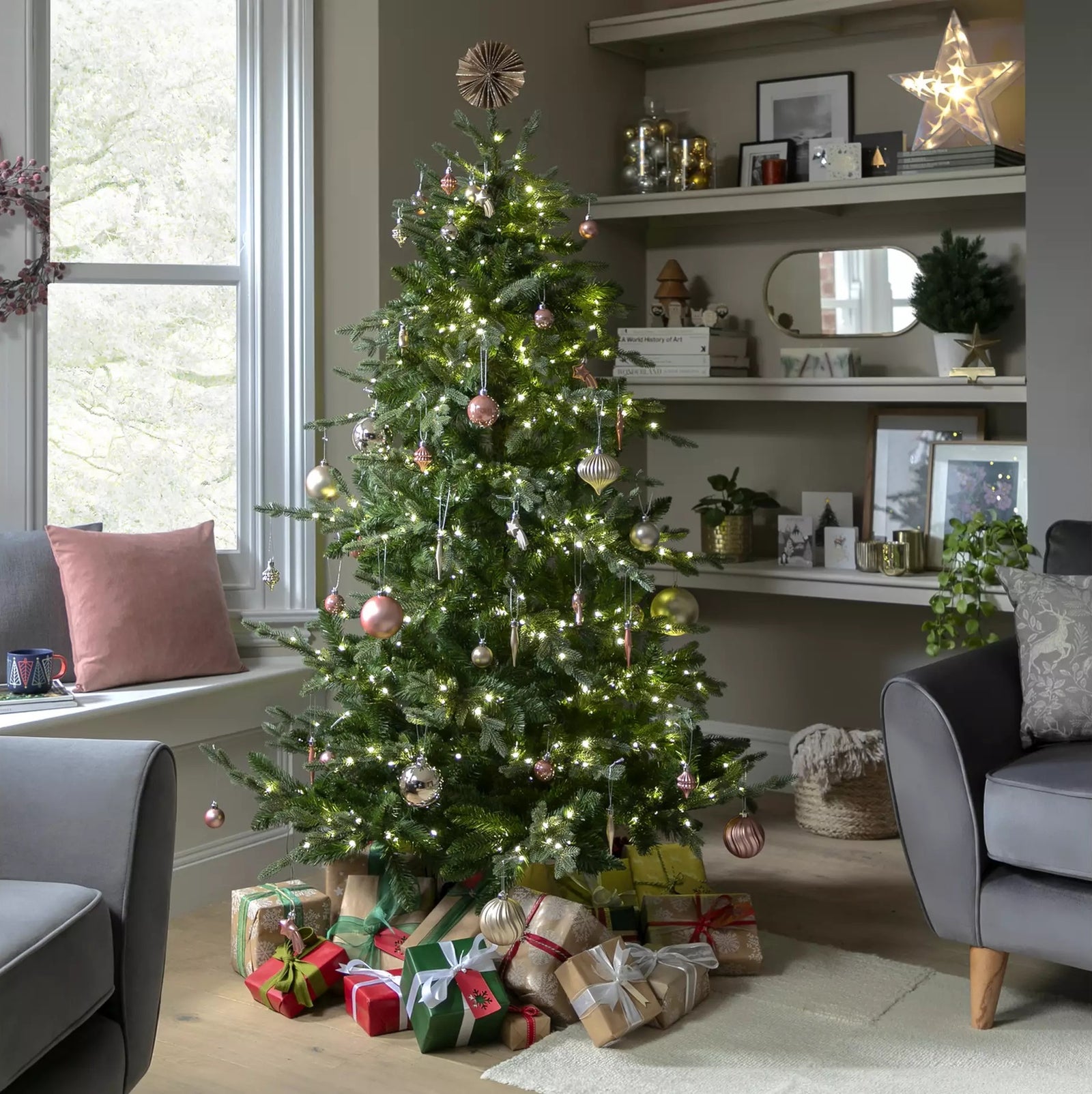 Habitat 6ft Pre lit Dewdrop Mixed Tip Christmas Tree