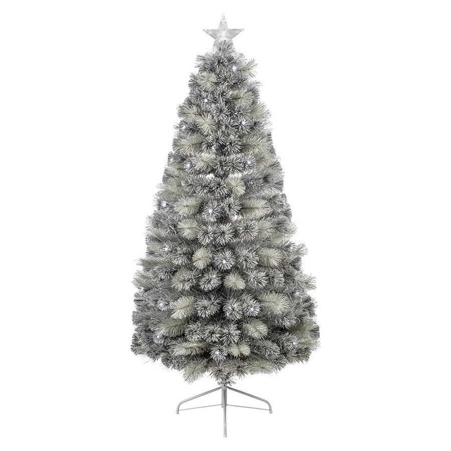 Premier Decorations 4ft Fibre Optic Silver Tipped Fir with White LEDs Christmas Tree 