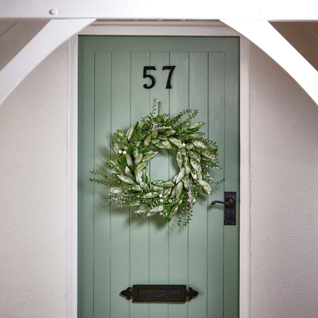 Premier Decorations Frosted Eucalyptus Christmas Wreath