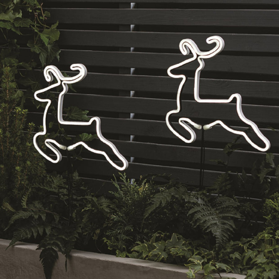 Habitat 2 Pack Neon Effect Reindeer Christmas Stake Lights Decoration