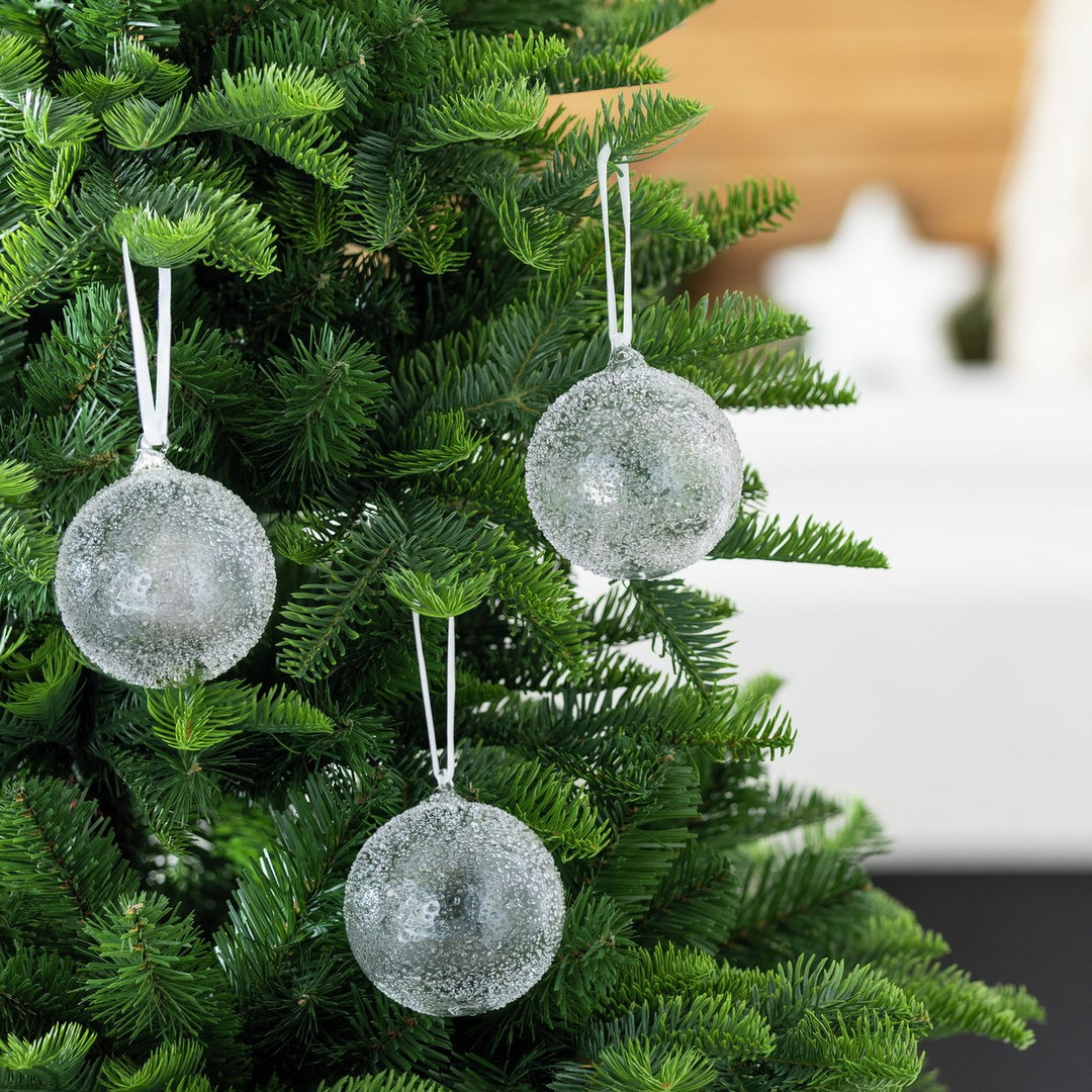 Habitat Pack Of 3 Glass Christmas Baubles - White 