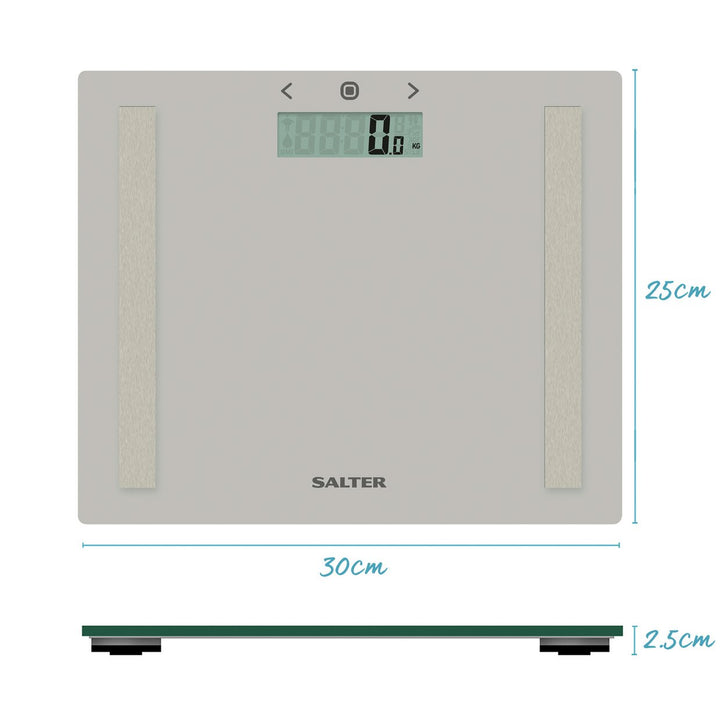 Salter Compact Glass Body Analyser Bathroom Scales - Silver