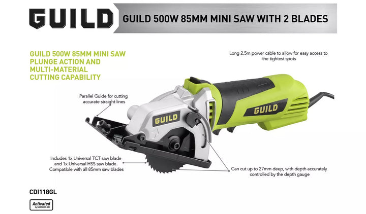 Guild 85mm Compact Plunge Saw - 500W