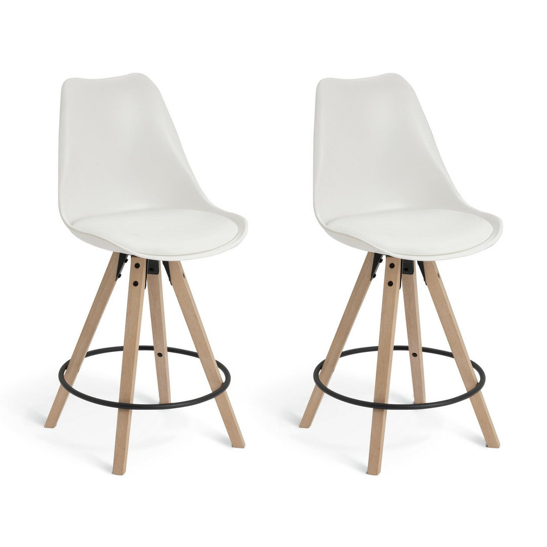 Habitat Jerry Pair of Counter Bar Stools - White