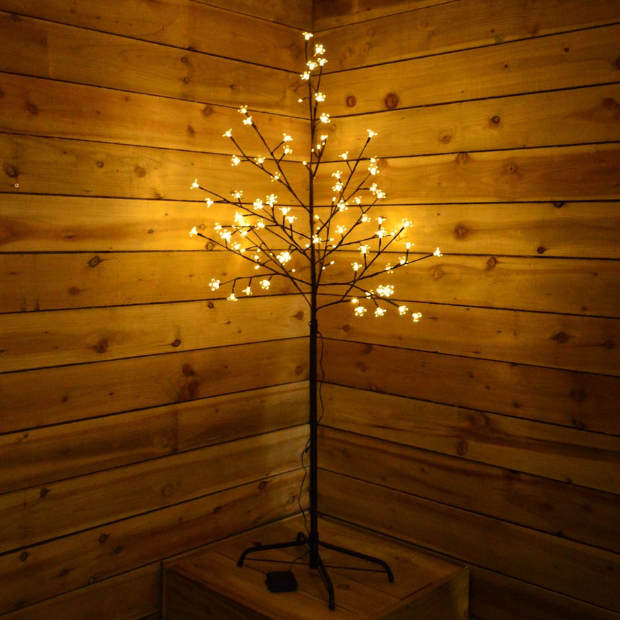 Premier 5ft Cherry Blossom Christmas Tree White LED Lights & Timer