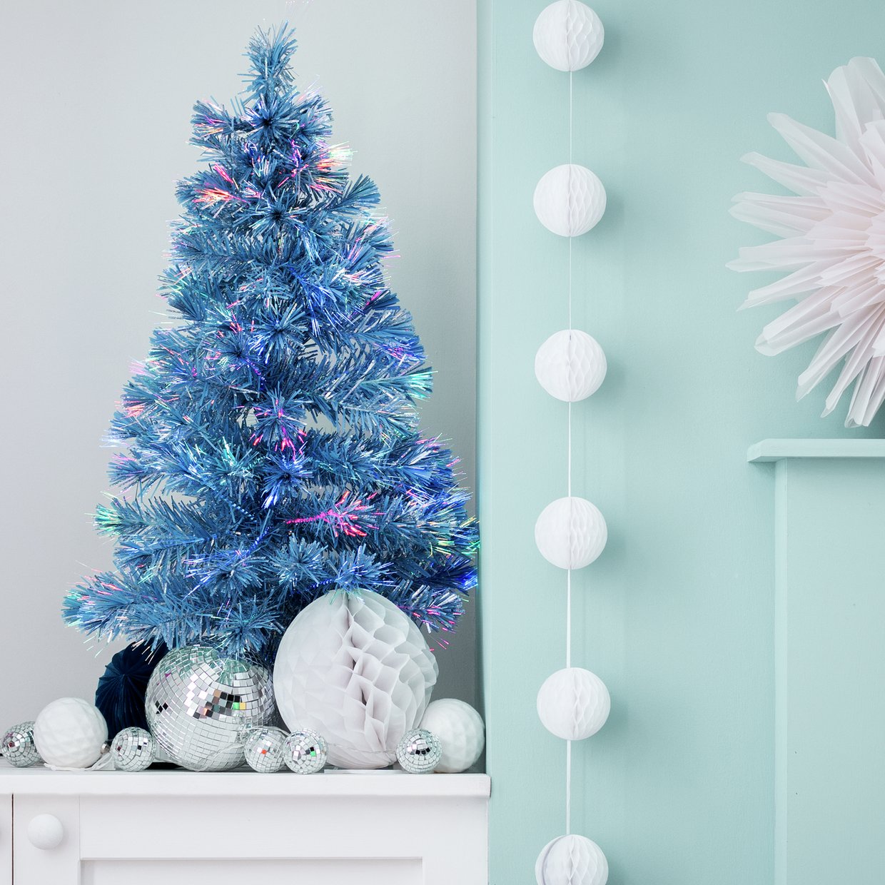 Home 3ft Fibre Optic Blue Christmas Tree