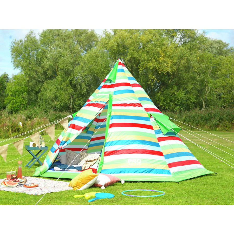 Pro Action Pattern 4 Man 1 Room Tipi Camping Tent