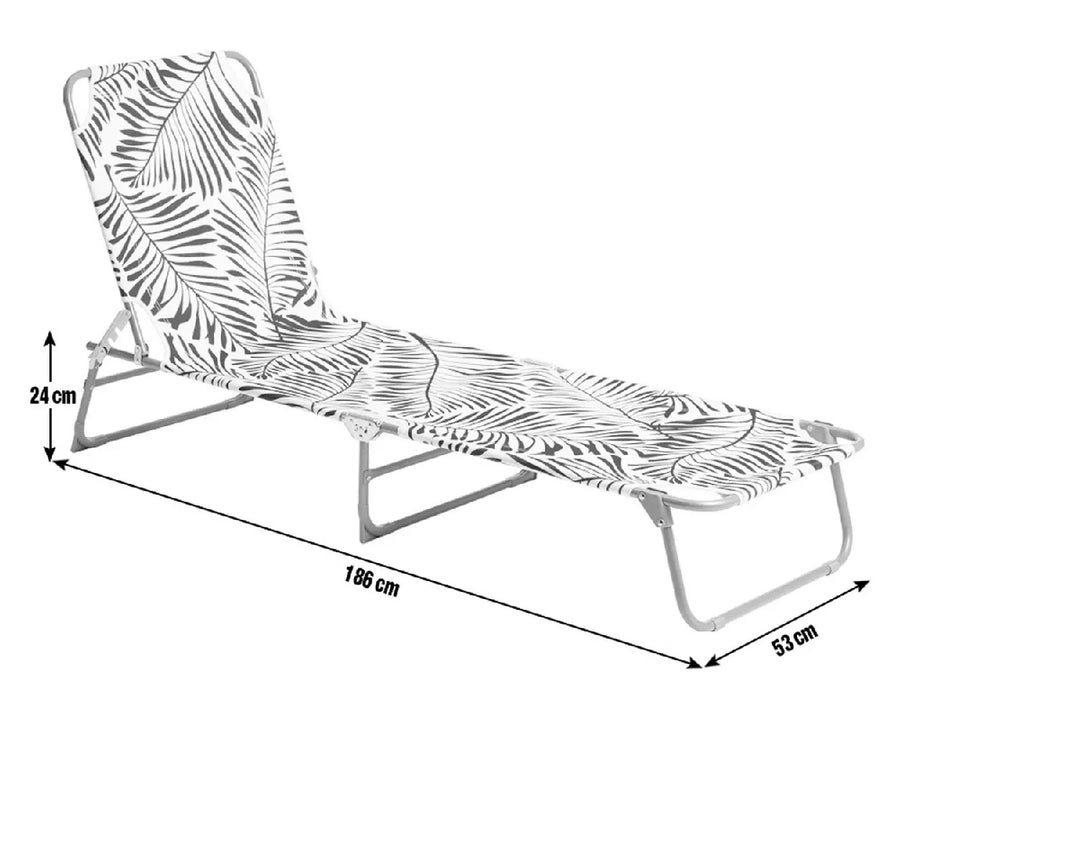 Habitat Global Leaf Folding Metal Sun Lounger - Green &amp; White