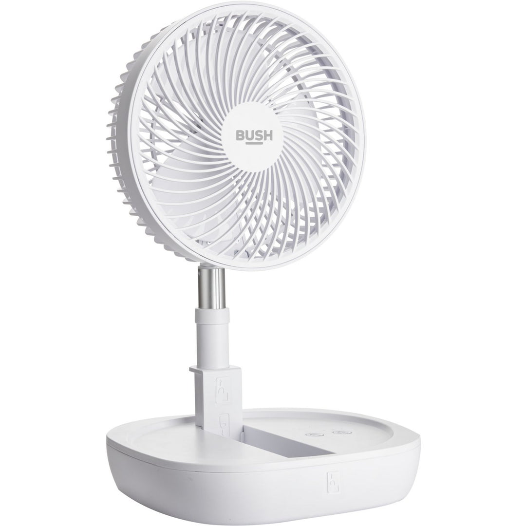 Bush Rechargeable and Foldable 8 Inch White Pedestal Fan - Cordless USB