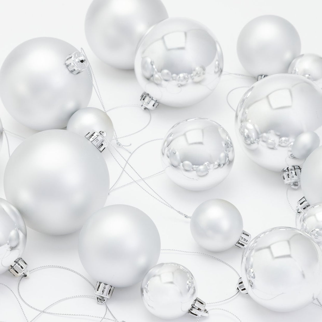 Home Pack Of 49 Christmas Tree Baubles Decoration - Silver