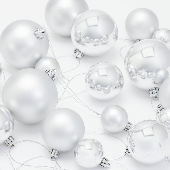 Home Pack Of 49 Christmas Tree Baubles Decoration - Silver