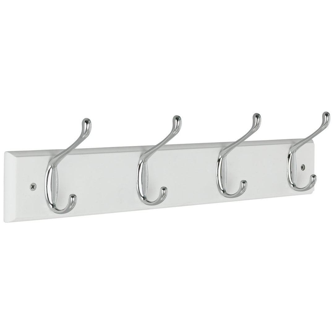 Home 4 Piece Double Chrome Coat Hooks - White