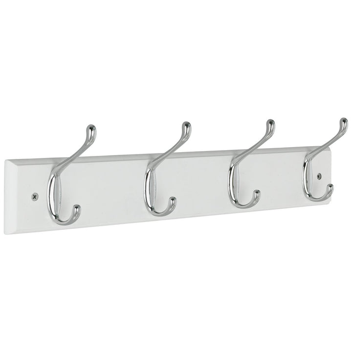 Home 4 Piece Double Chrome Coat Hooks - White