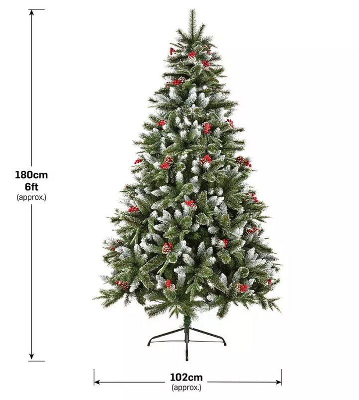 Premier Decorations 6ft New Jersey Spruce Berry & Cone Christmas Tree - Green