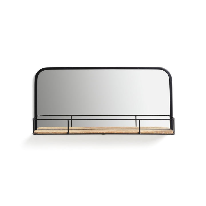 Habitat Rectangular Wall Mirror with Shelf - Black