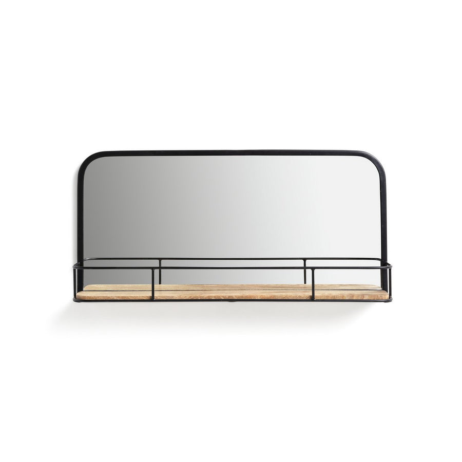 Habitat Rectangular Wall Mirror with Shelf - Black