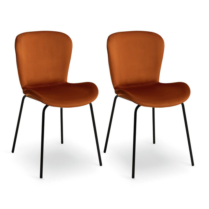 Habitat Etta Pair of Velvet Dining Chairs - Copper