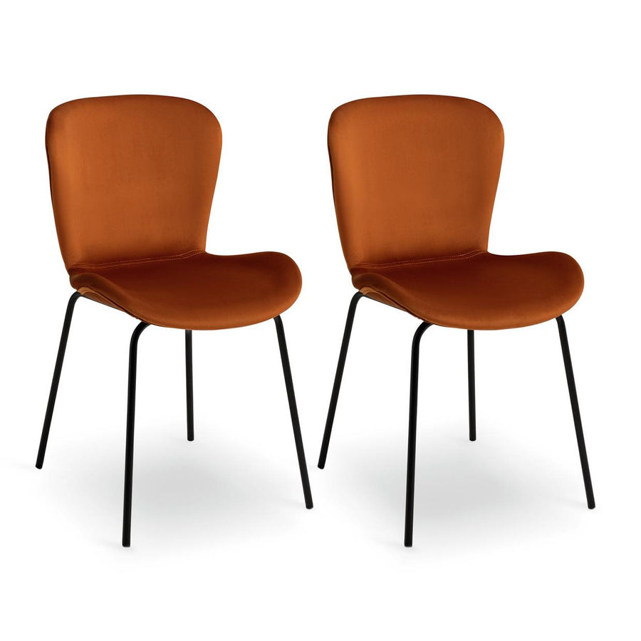 Habitat Etta Pair of Velvet Dining Chairs - Copper