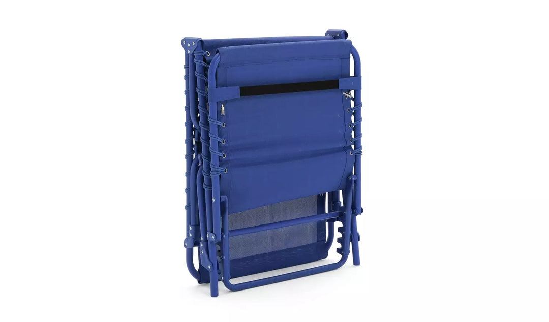 Home Set of 2 Folding Metal Sun Loungers - Blue