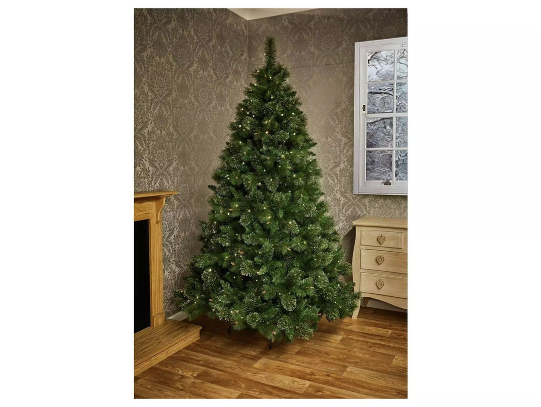 Premier Decorations Pre-Lit Ridgemere Pine Dew Drop 6ft Christmas Tree - Green