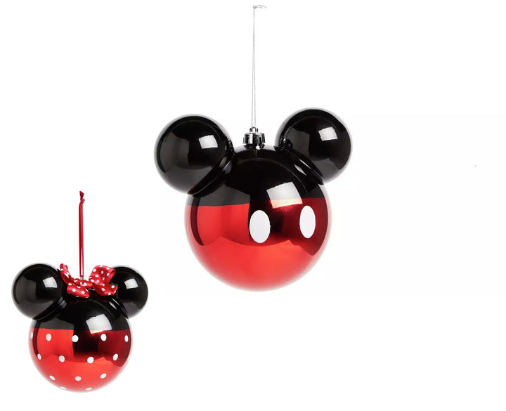 Disney Set Of Mickey & Minnie Mouse Christmas Baubles - Red