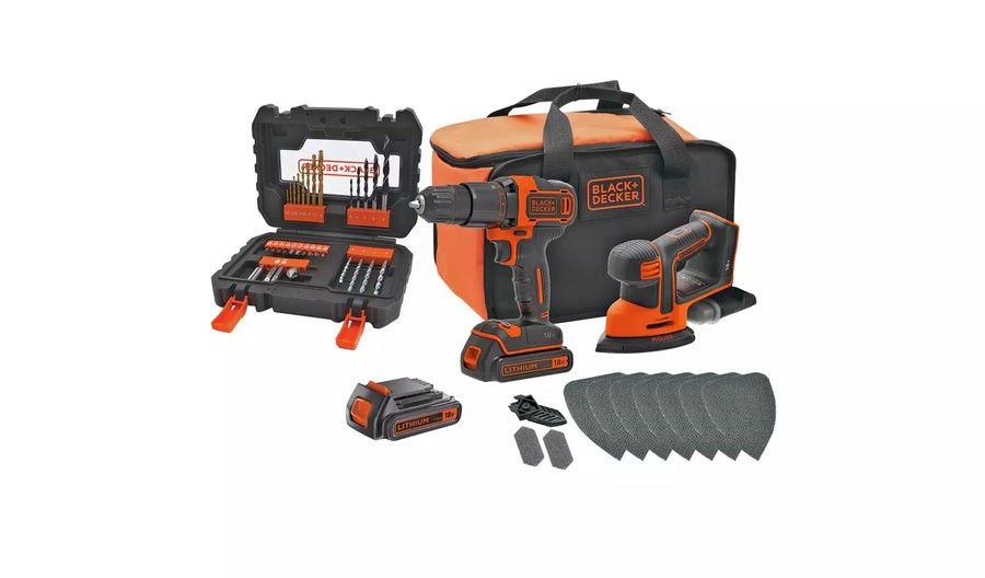 Black + Decker Cordless Hammer Drill & Mouse with Batteries