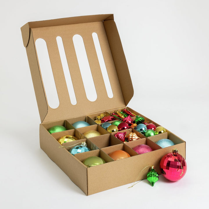 Home Pack Of 49 Christmas Tree Baubles Decoration - Multicoloured