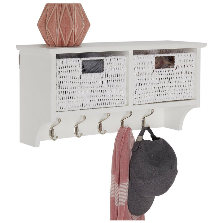 Habitat 2 Drawer Shelf with Hooks - White