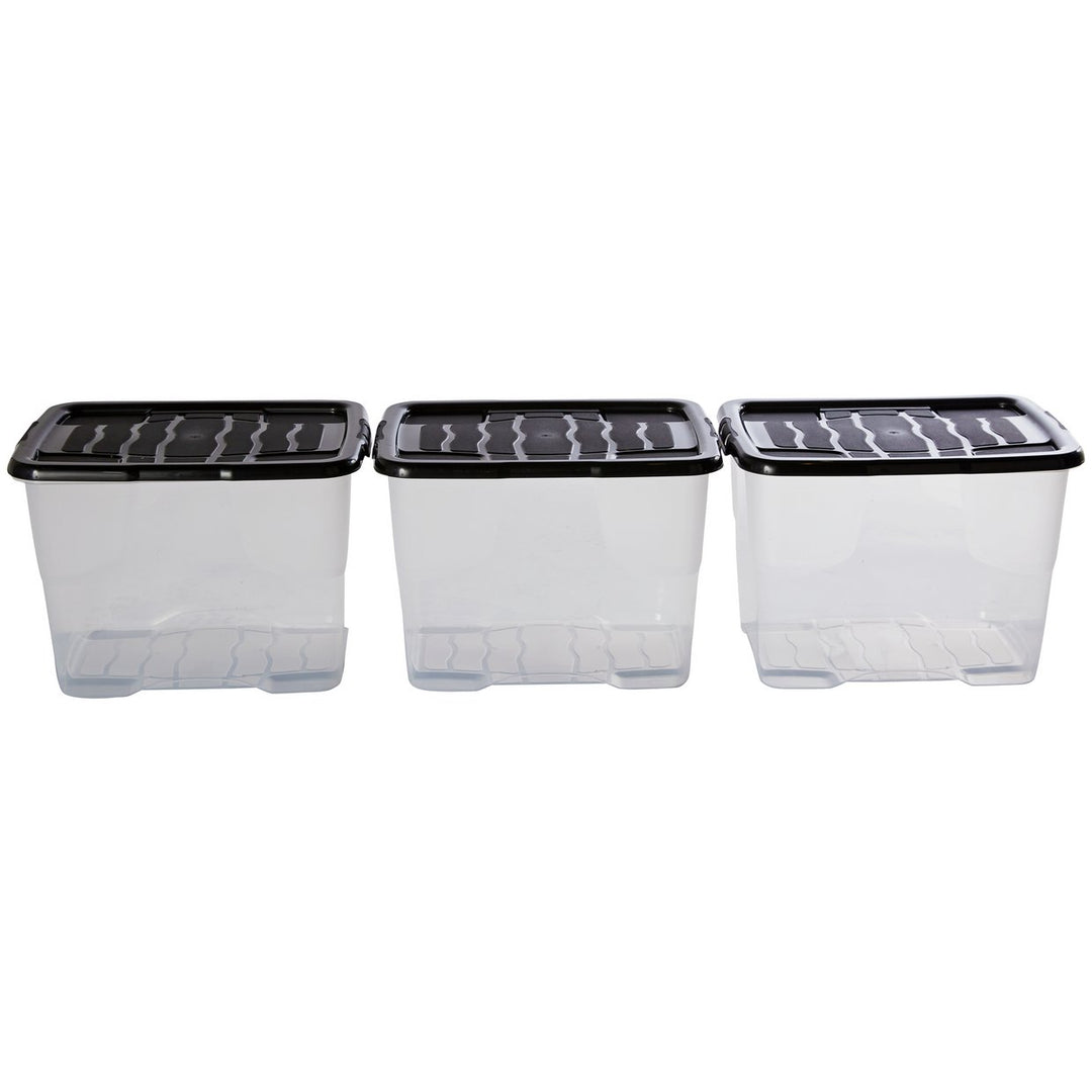 Strata Curve 3 x 24L Plastic Storage Boxes with Lid - Clear