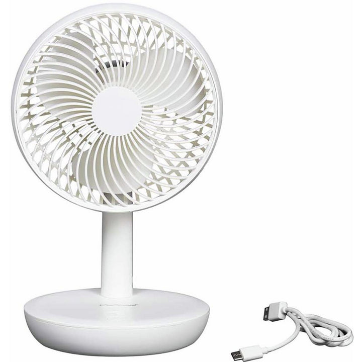 Challenge 6 Inch White Desk Fan - Rechargeable