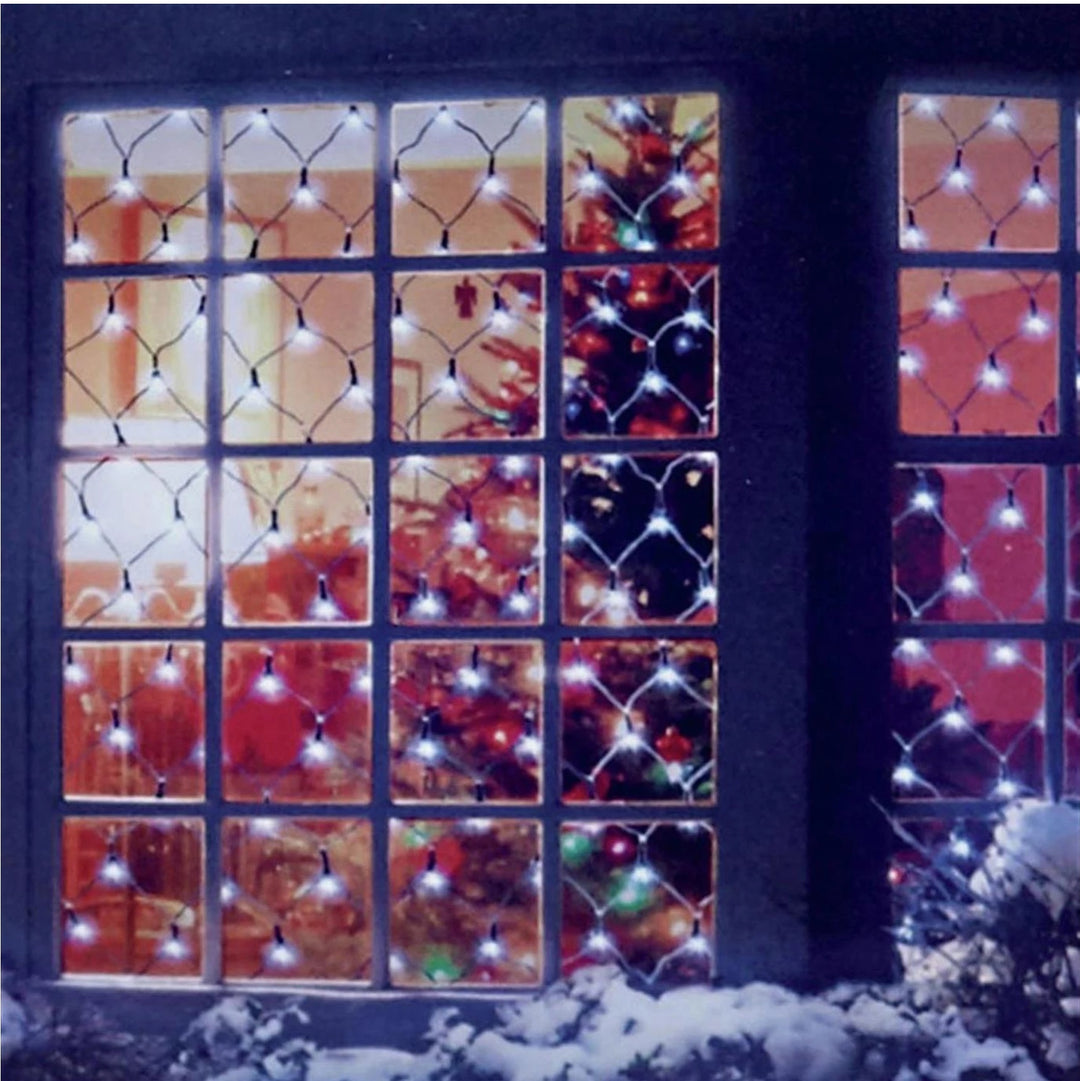 Premier Decorations 1.7m x 1.2m 180 LED White Multi Action Christmas Net Window Light