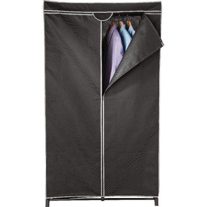 Home Single Fabric Covered Clothes Rail - Black